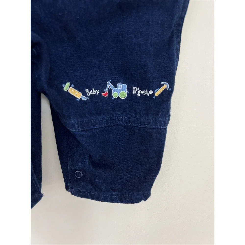 OshKosh Baby B'Gosh Overalls Vtg 12M Construction Vestbak Embroidered 90s Y2K